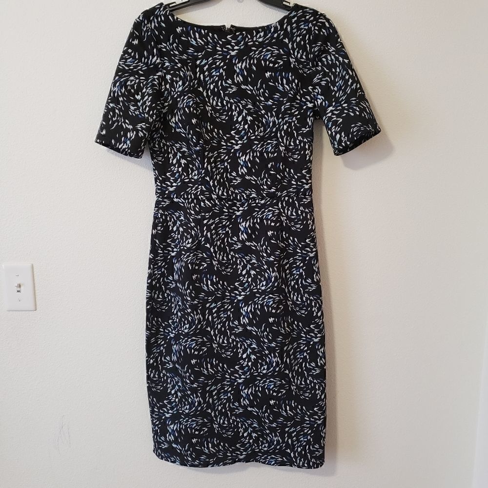 White House Black Market Womens Sheath Dress Multicolor Abstract Zip Stretch 6